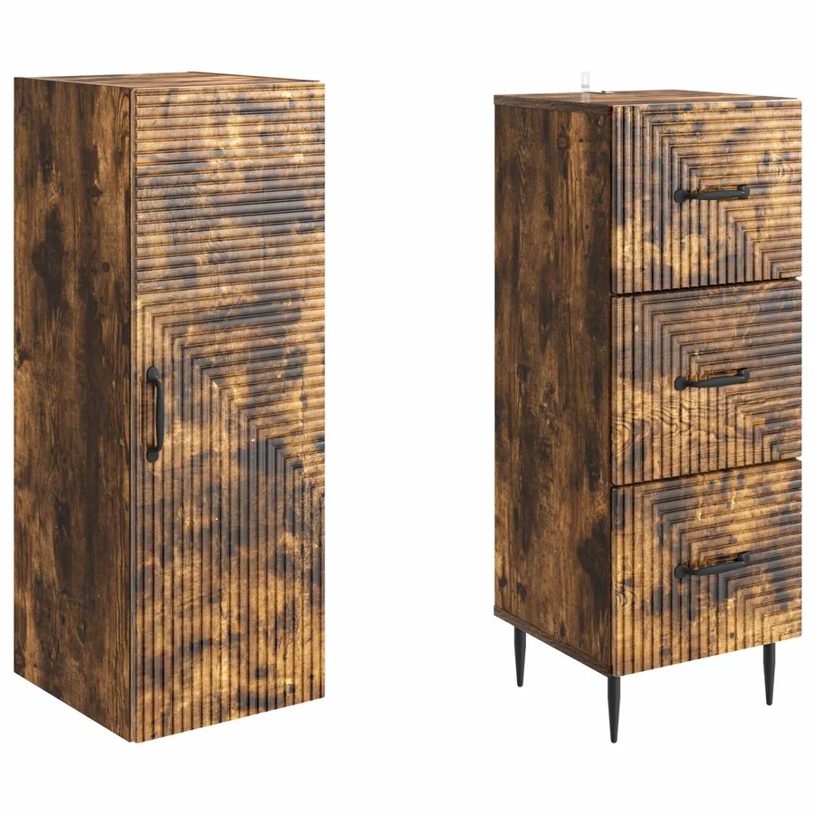 Ensemble de Meubles 2 pcs Chêne fumé 33 x 34,5 x 90 cm - 4