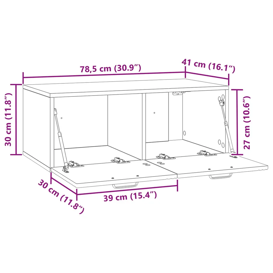 Meuble TV mural Montage mural Blanc brillant 78,5 x 41 x 30 cm - 8
