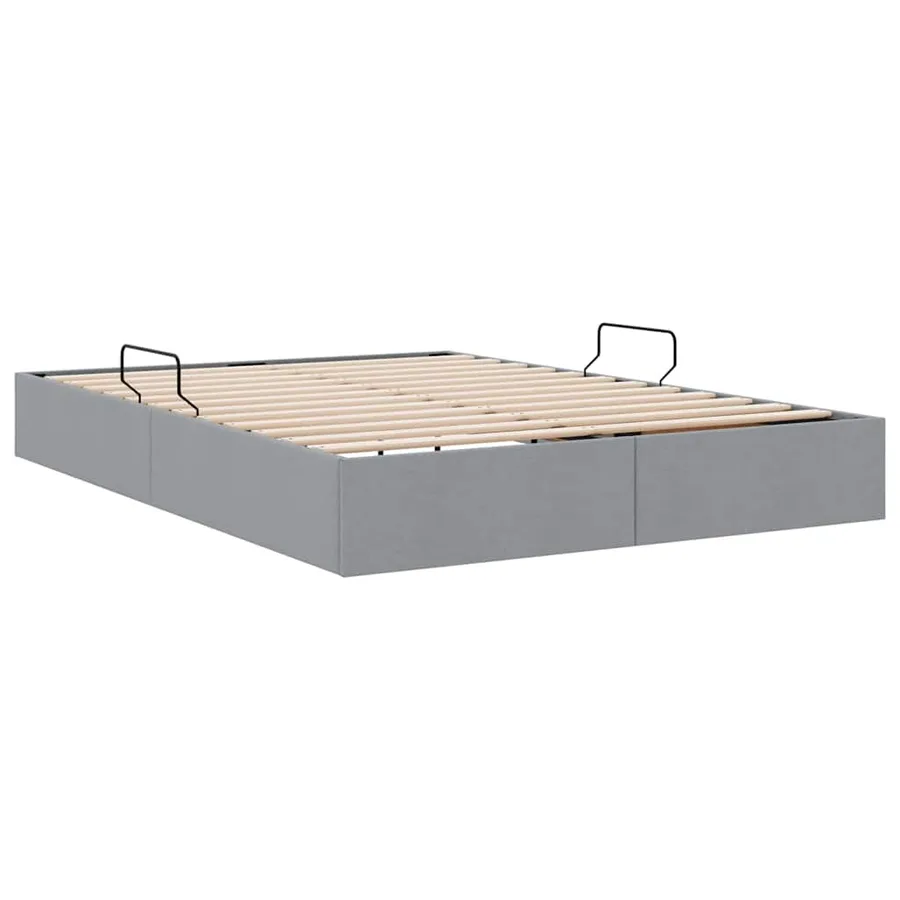 Lit de Rangement avec stockage Gris clair 135 x 190 cm Tissu - 5