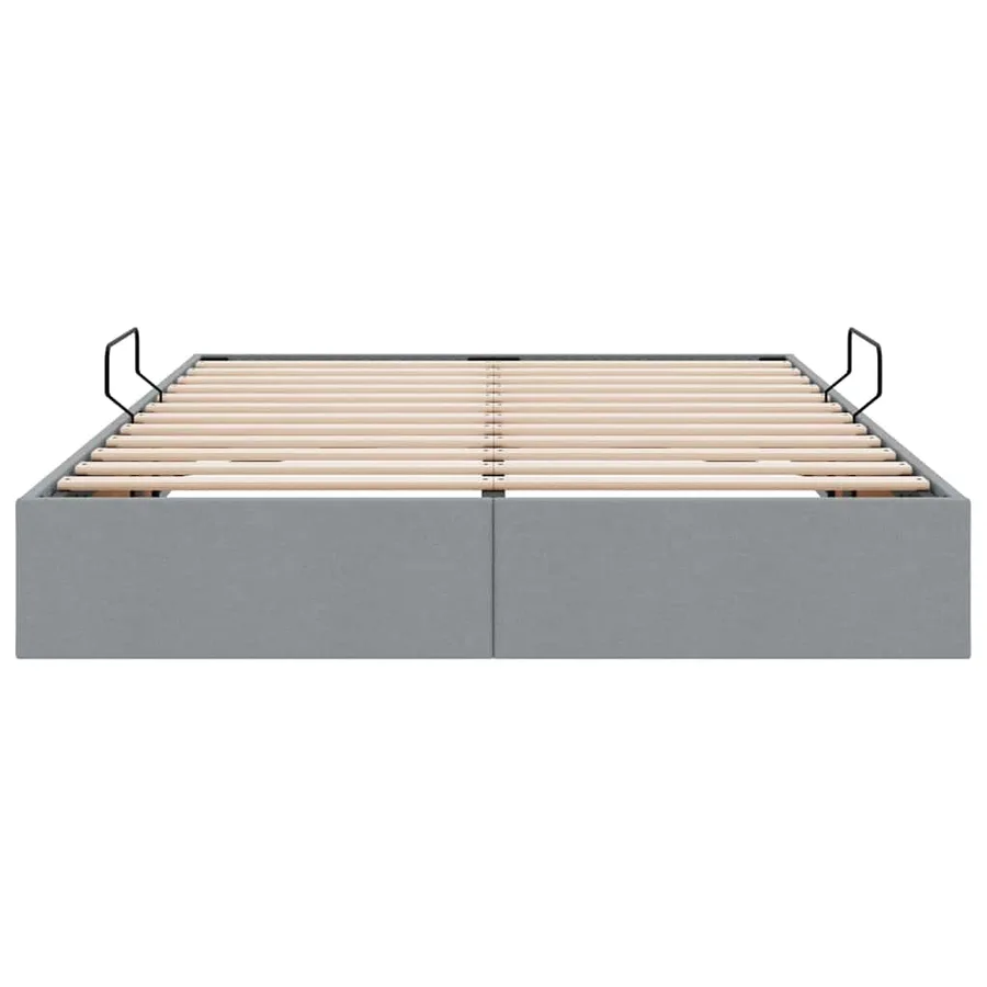 Lit de Rangement avec stockage Gris clair 135 x 190 cm Tissu - 7