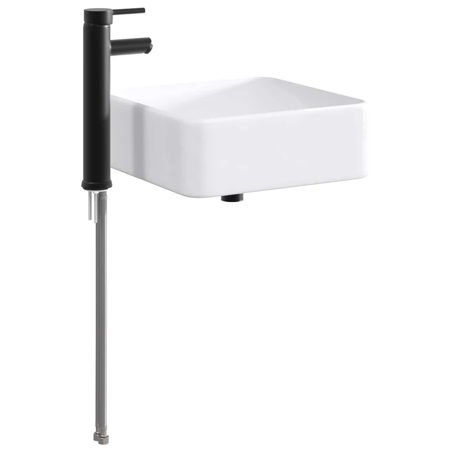 Lavabo de salle de bains Noir Mat 36,5 x 36,5 x 13 cm métal - 6
