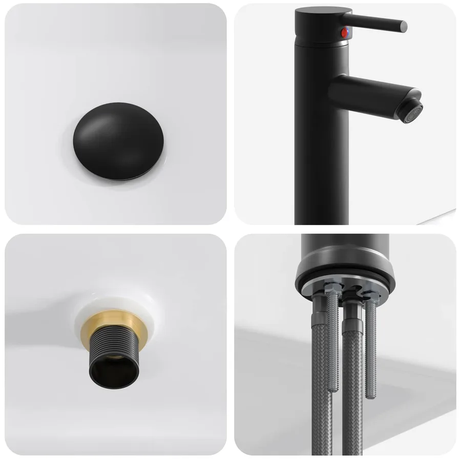 Lavabo de salle de bains Noir Mat 36,5 x 36,5 x 13 cm métal - 8