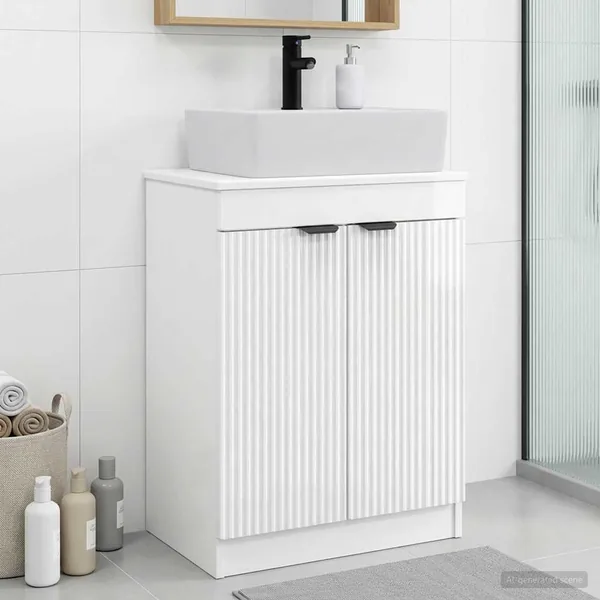 Meuble de salle de bain avec évier Blanc brillant