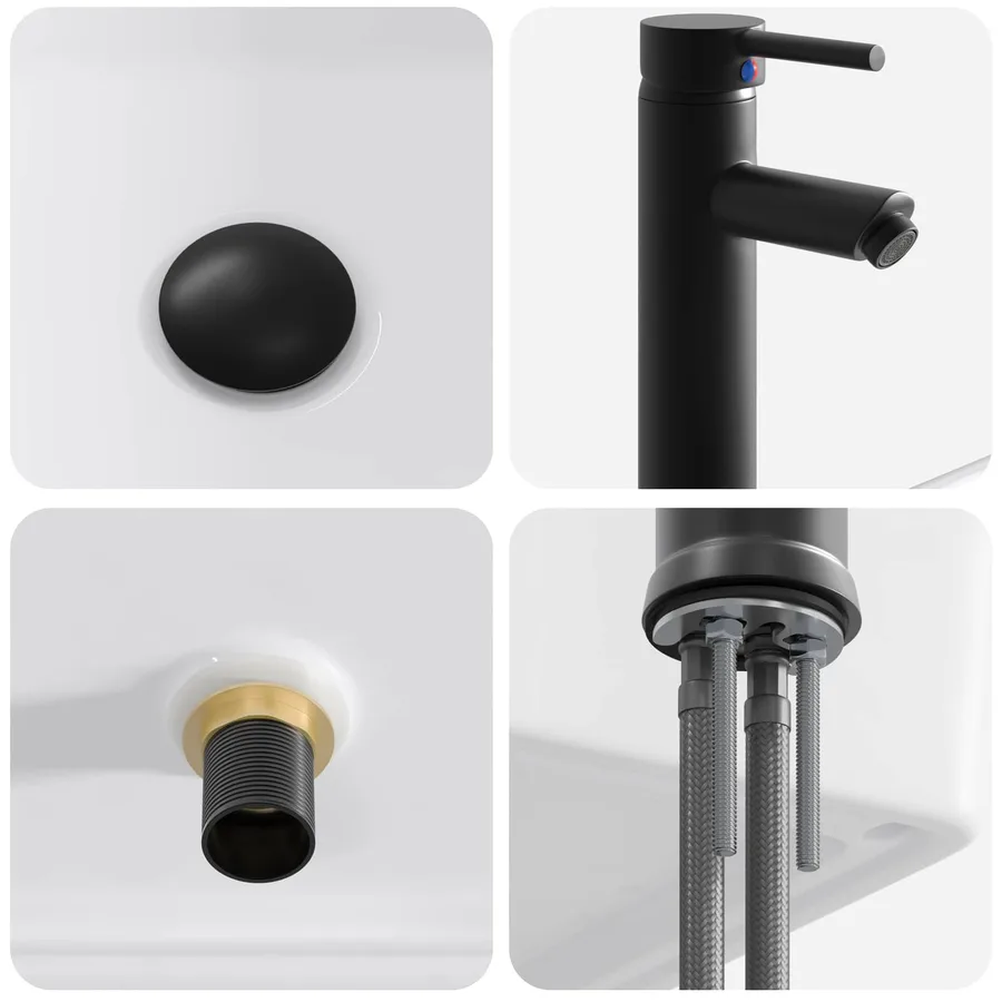 Meuble de salle de bain avec évier Blanc brillant - 8