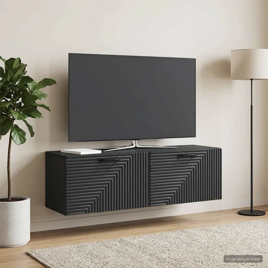 Meuble TV mural Noir 98 x 31 x 30 cm Bois d'ingénierie