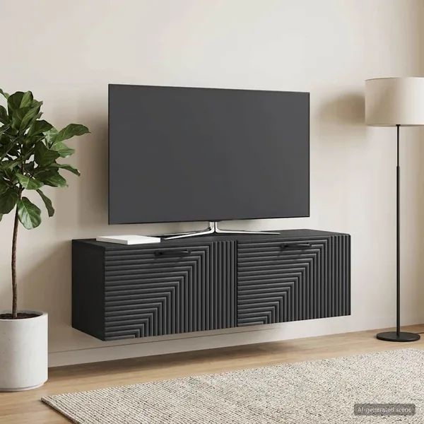 Meuble TV mural Noir 98 x 31 x 30 cm Bois d'ingénierie