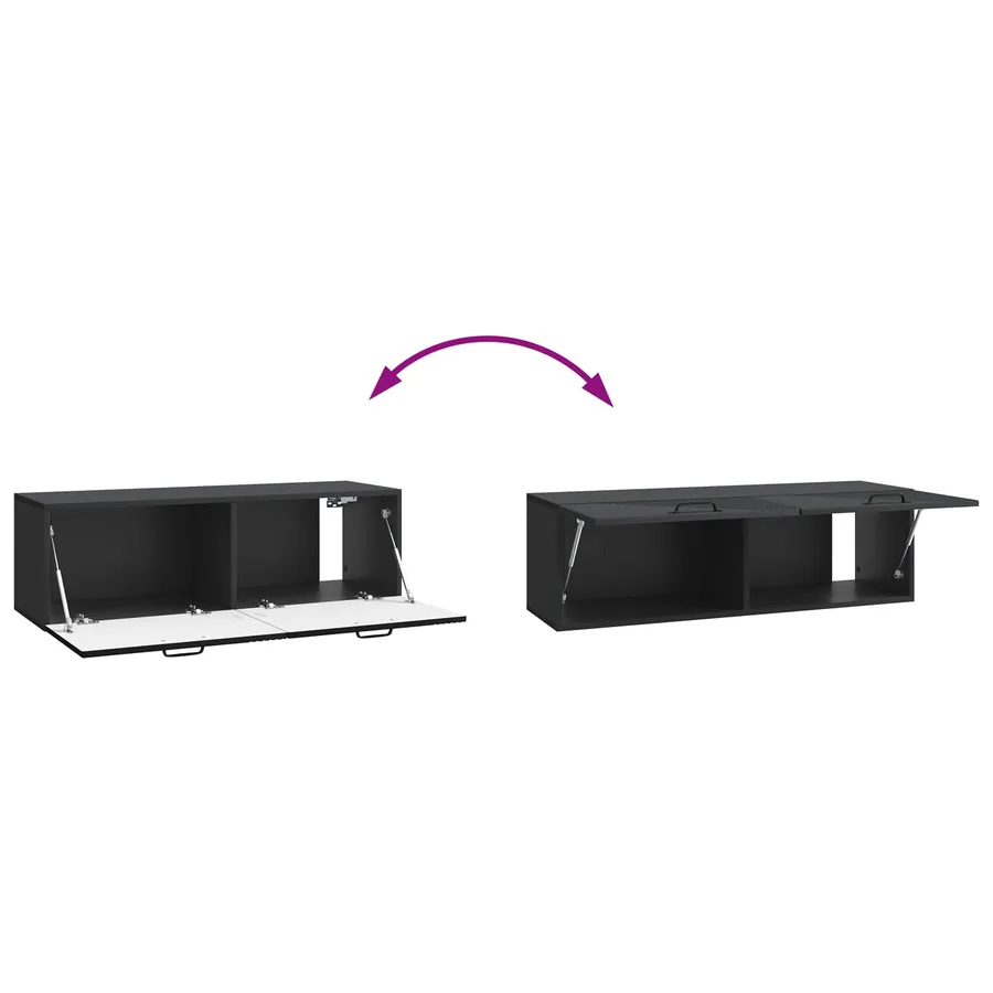 Meuble TV mural Noir 98 x 31 x 30 cm Bois d'ingénierie - 8