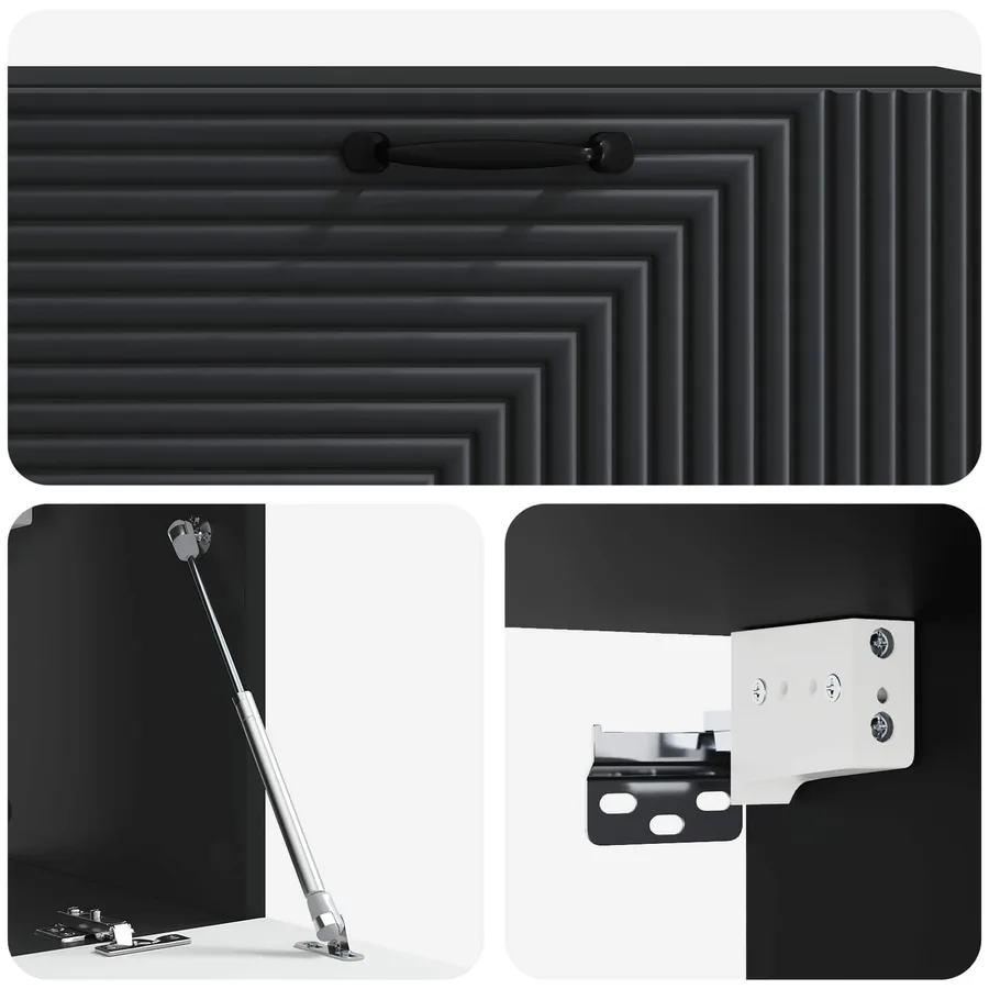 Meuble TV mural Noir 98 x 31 x 30 cm Bois d'ingénierie - 9