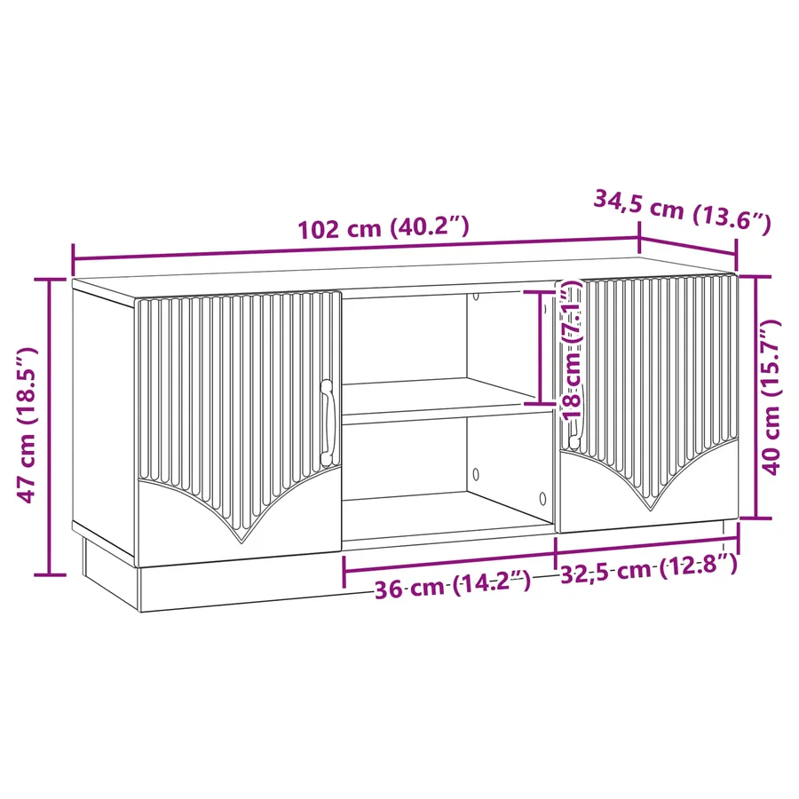 Meuble TV Gris béton 102 x 34,5 x 47 cm Bois d'ingénierie - 11