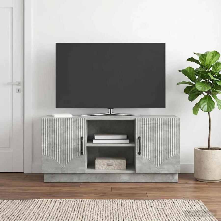 Meuble TV Gris béton 102 x 34,5 x 47 cm Bois d'ingénierie - 4