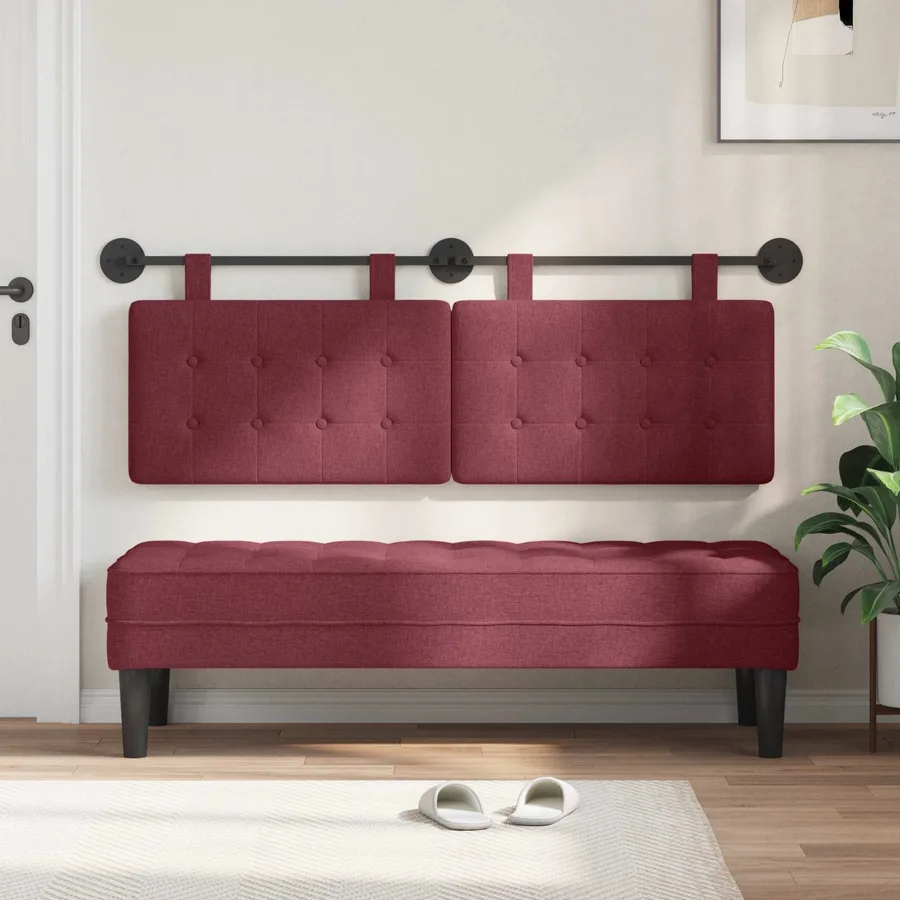 Tête de lit suspendue Bordeaux Tissu - 3