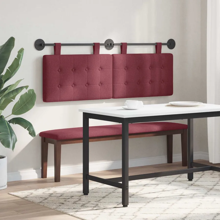 Tête de lit suspendue Bordeaux Tissu - 4