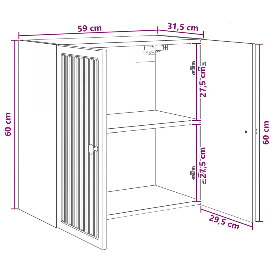 Armoire Murale Noir 59 x 31 x 60 cm Bois d'ingénierie - 8