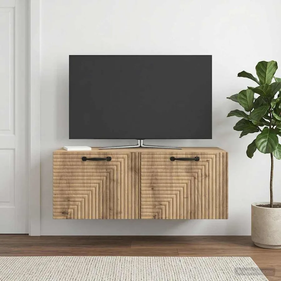 Meuble TV mural 78,5 x 41 x 30 cm Chêne artisanal - 4