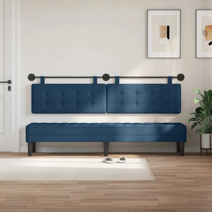 Tête de lit suspendue Bleu Tissu - 3