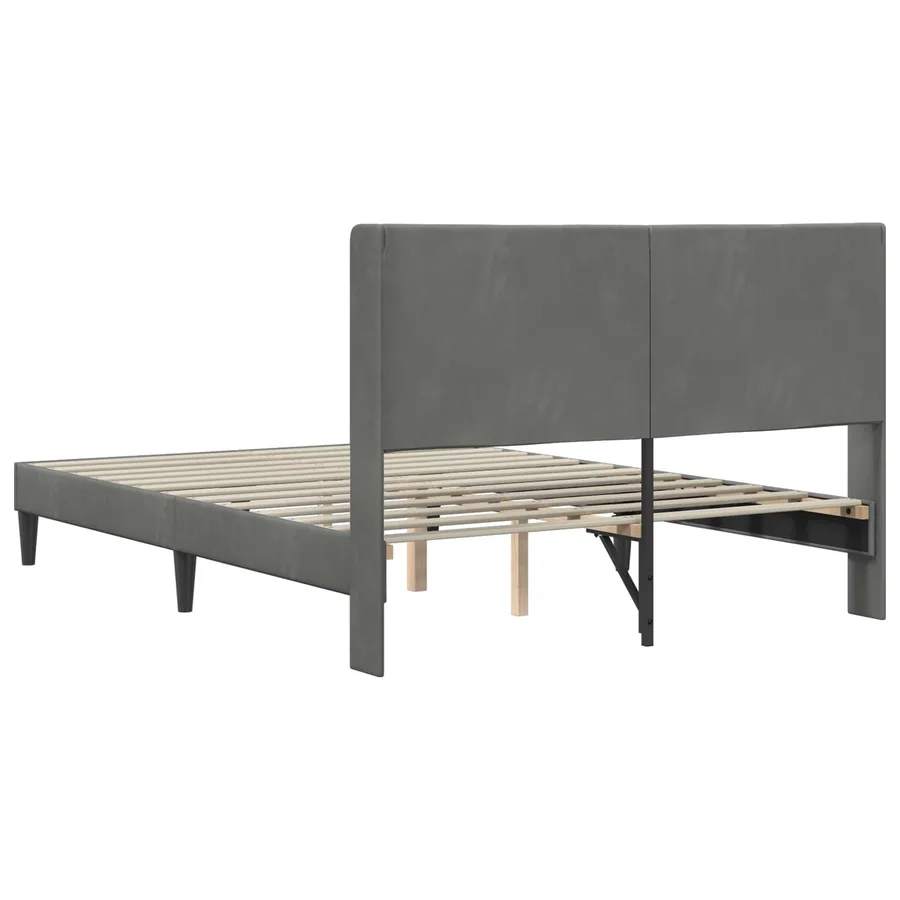 Cadre de lit avec tête de lit Gris foncé 140 x 200 cm Velours - 6