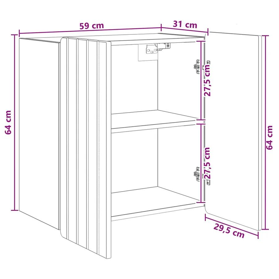 Armoire Murale Blanc 59 x 31 x 64 cm Bois d'ingénierie - 8