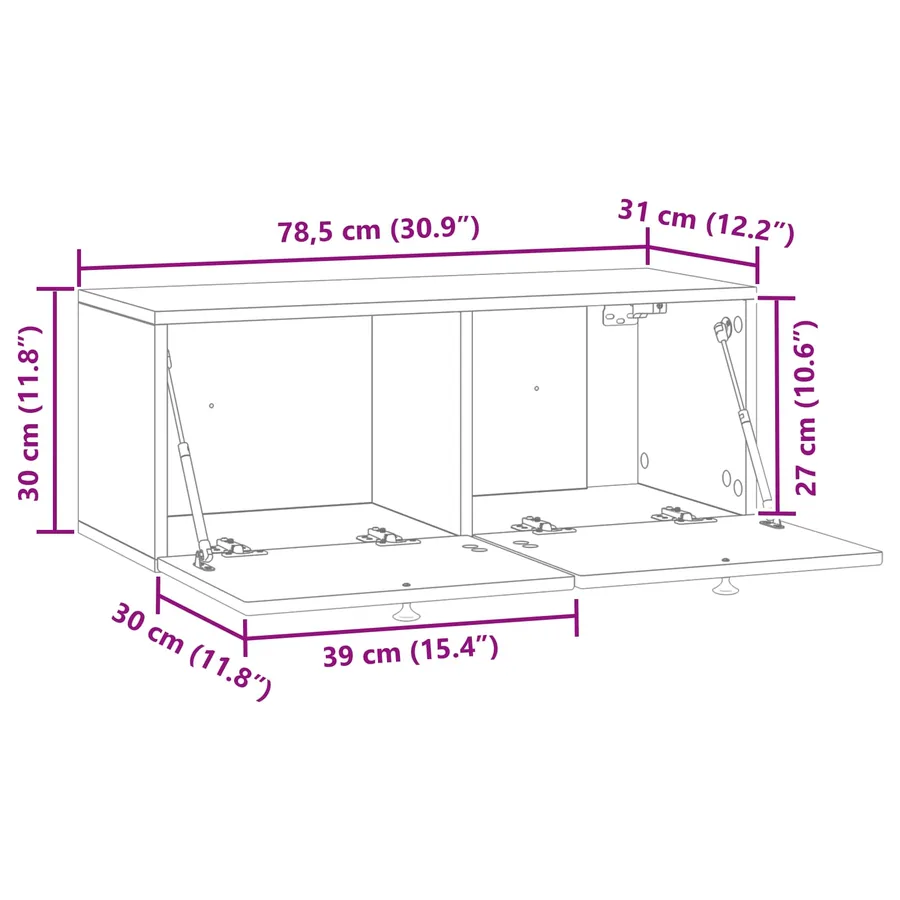Meuble TV mural Montage mural Blanc brillant 78,5 x 31 x 30 cm - 11