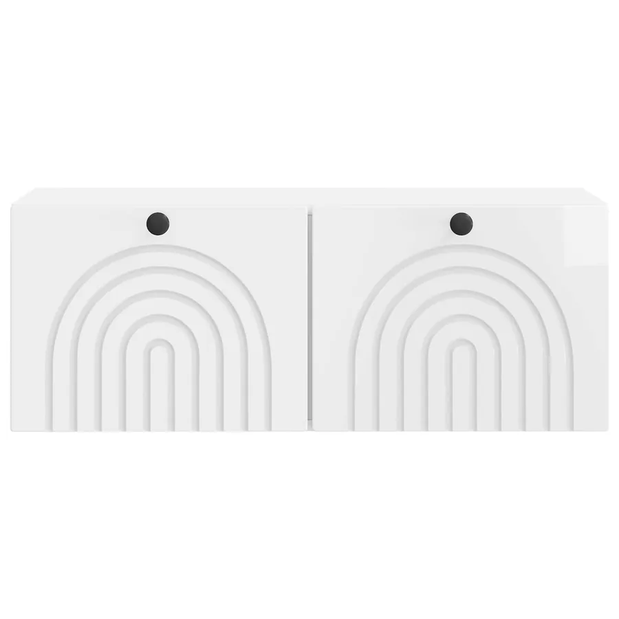 Meuble TV mural Montage mural Blanc brillant 78,5 x 31 x 30 cm - 6