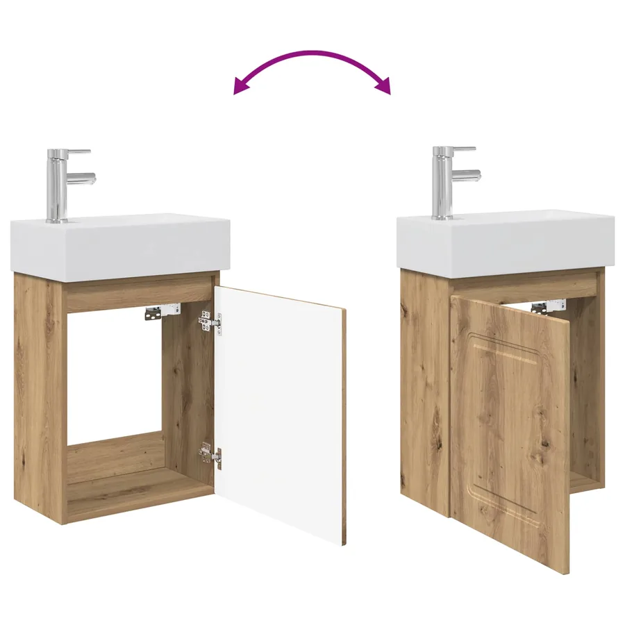 Meuble de salle de bain avec robinet Chêne artisanal - 9