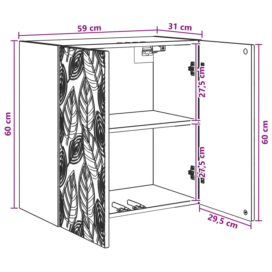 Armoire Murale Blanc 59 x 31 x 60 cm Bois d'ingénierie - 8