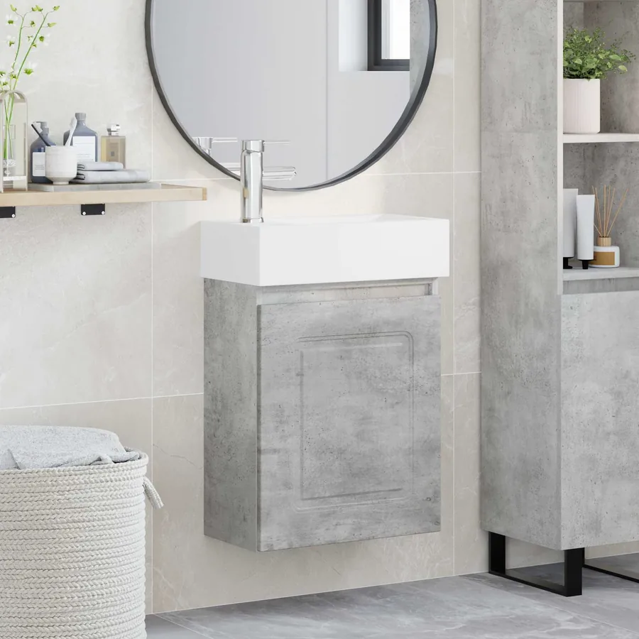 Meuble de salle de bain avec robinet Gris béton