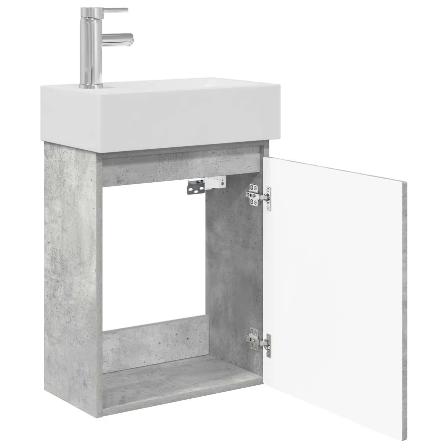 Meuble de salle de bain avec robinet Gris béton - 4