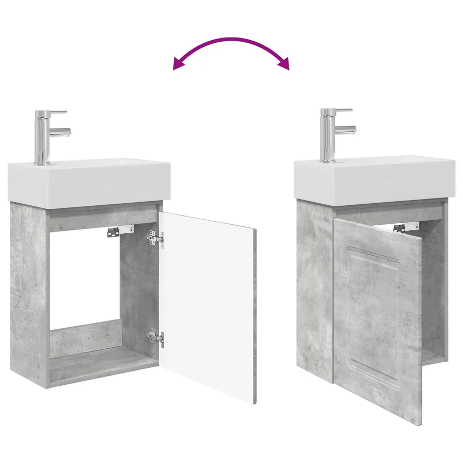 Meuble de salle de bain avec robinet Gris béton - 9