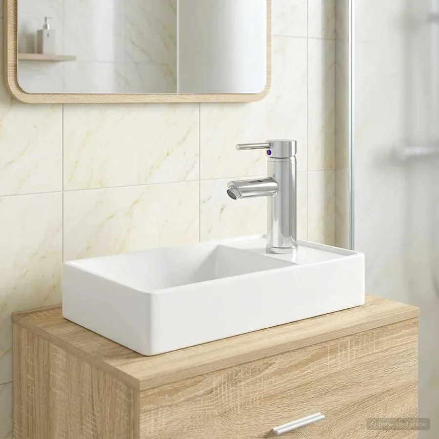 Lavabo de salle de bains Chrome 40,5 x 22,5 x 11,5 cm métal