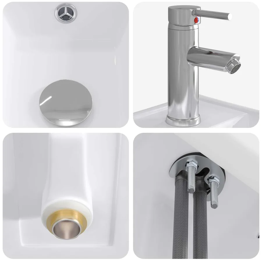 Lavabo de salle de bains Chrome 40,5 x 22,5 x 11,5 cm métal - 8