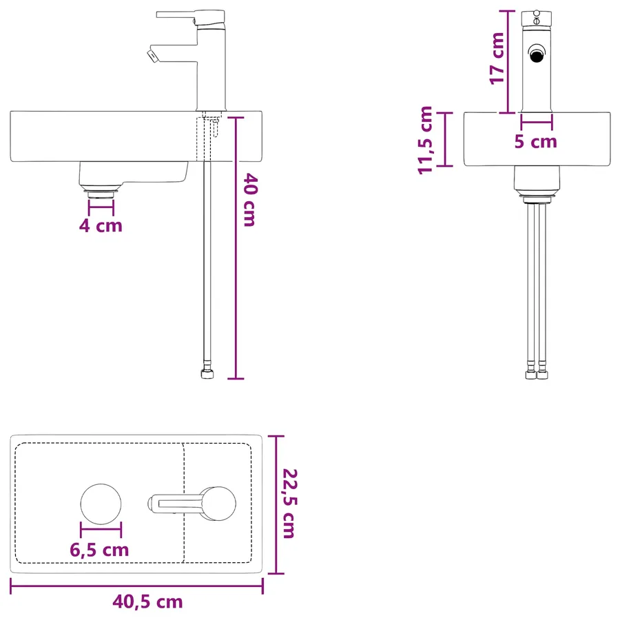 Lavabo de salle de bains Chrome 40,5 x 22,5 x 11,5 cm métal - 9