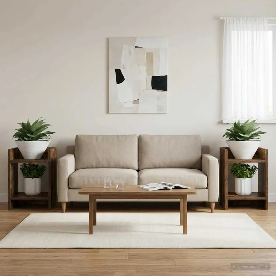 Support de Plante 2 pc Chêne Fumé 30 x 30 x 40 cm