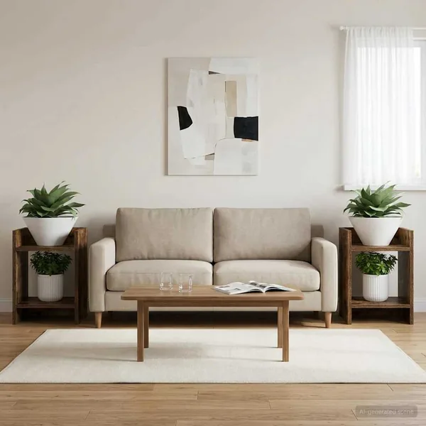 Support de Plante 2 pc Chêne Fumé 30 x 30 x 40 cm