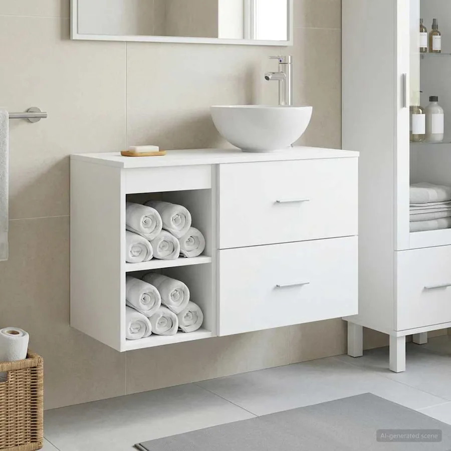Ensemble de mobilier de salle de bain 2 pcs Blanc