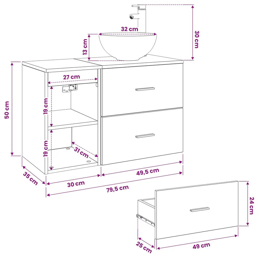 Ensemble de mobilier de salle de bain 2 pcs Blanc - 12