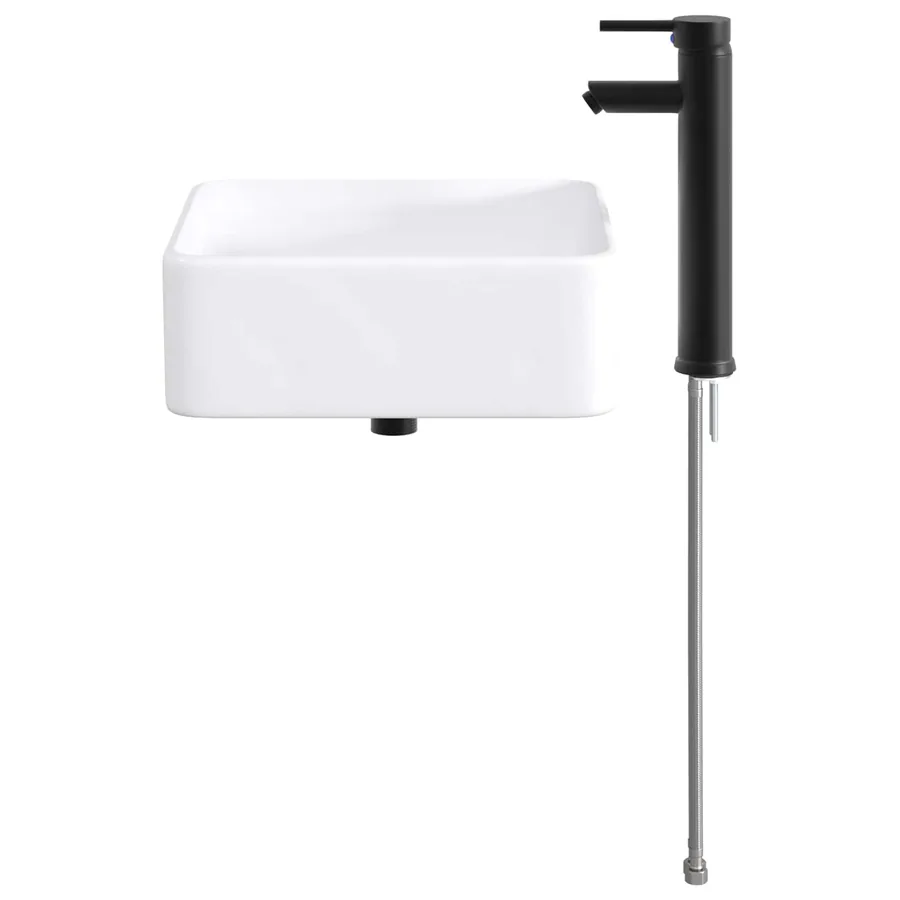Lavabo de salle de bains Noir Mat 49 x 37 x 14 cm métal - 4
