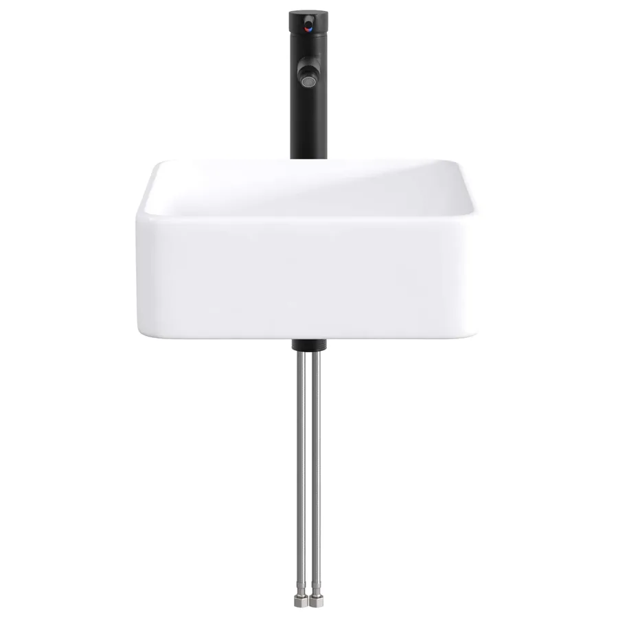 Lavabo de salle de bains Noir Mat 49 x 37 x 14 cm métal - 5