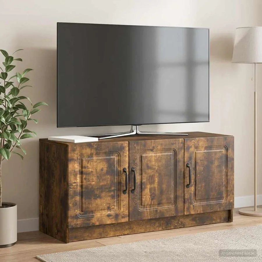 Meuble TV Chêne fumé 99 x 34,5 x 47 cm Bois d'ingénierie