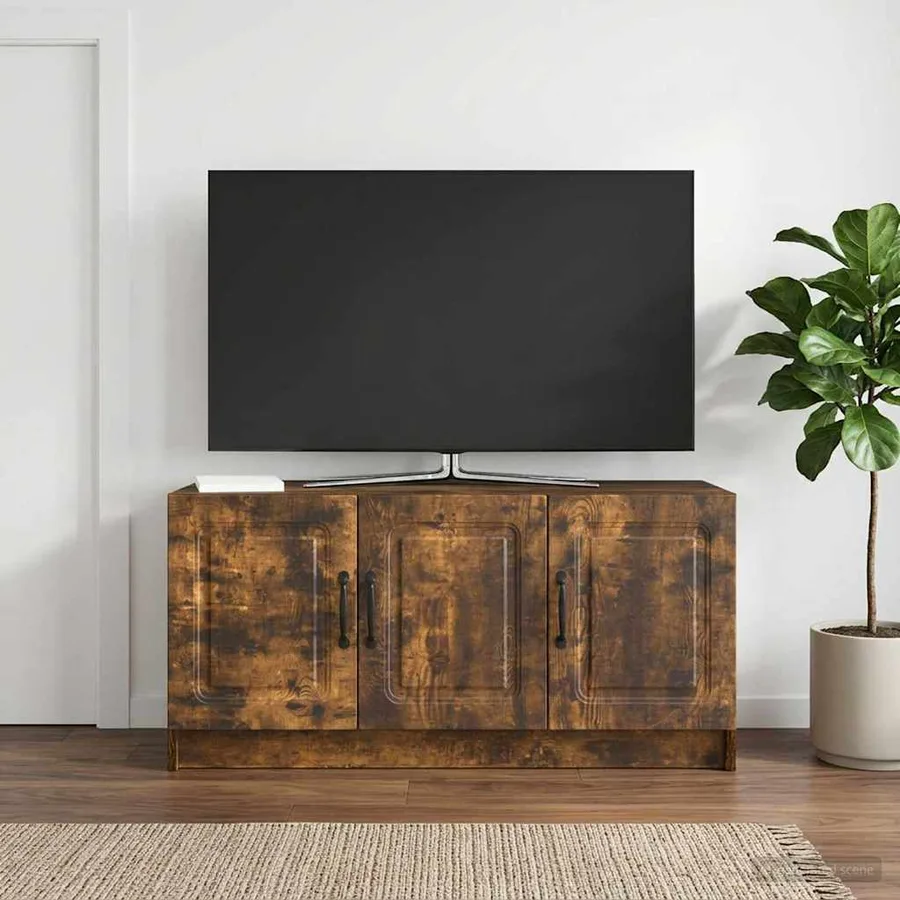 Meuble TV Chêne fumé 99 x 34,5 x 47 cm Bois d'ingénierie - 4