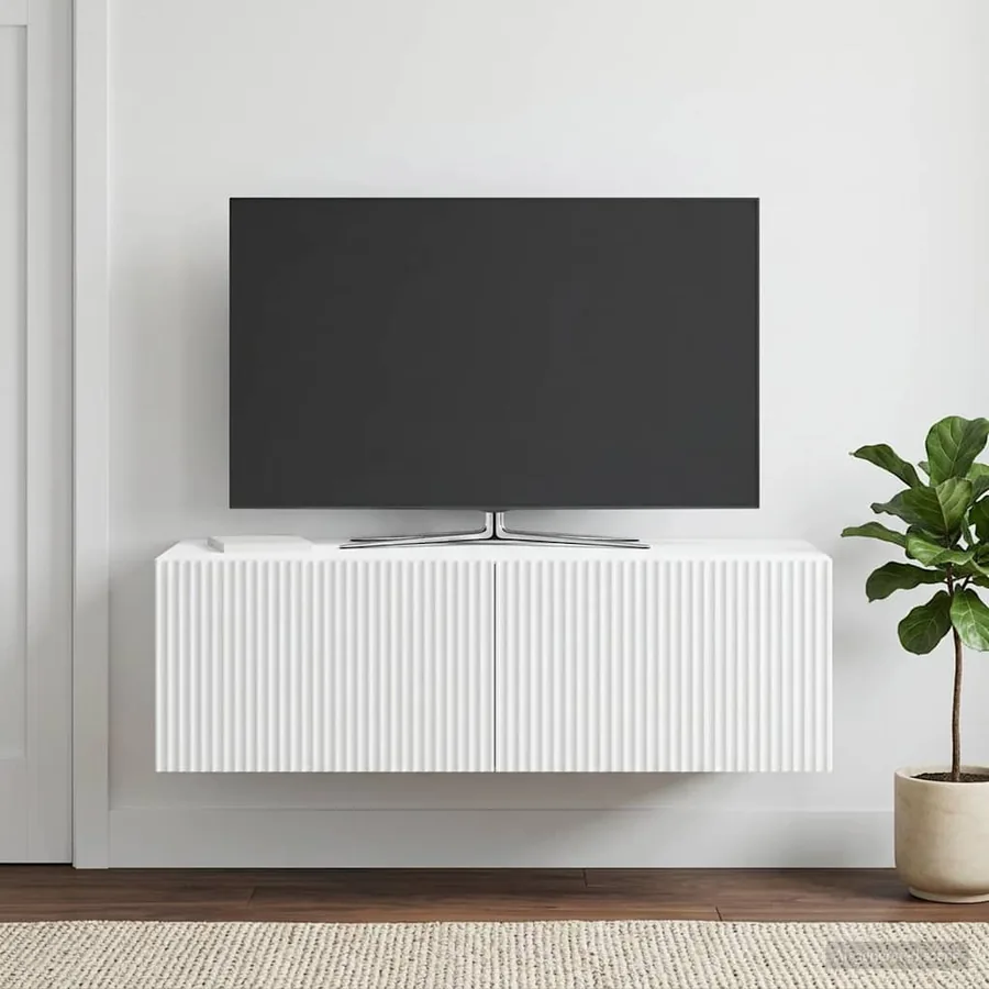 Meuble TV mural Blanc 98 x 41 x 30 cm Bois d'ingénierie - 4