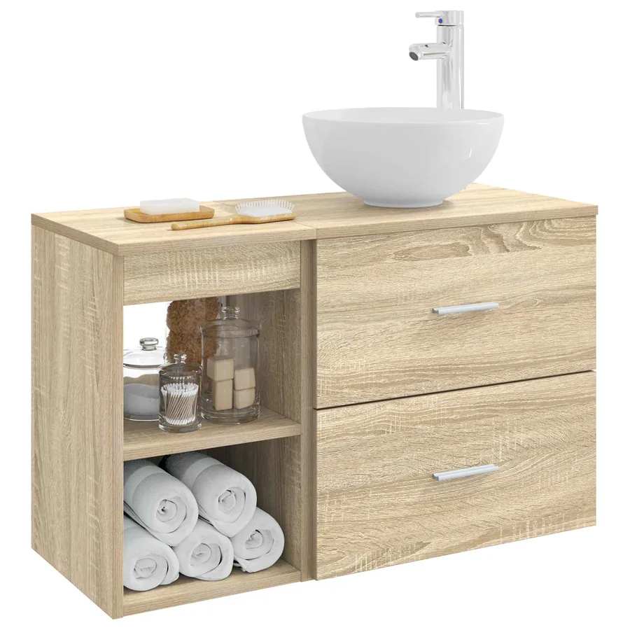 Ensemble de mobilier de salle de bain 2 pcs Chêne Sonoma - 3