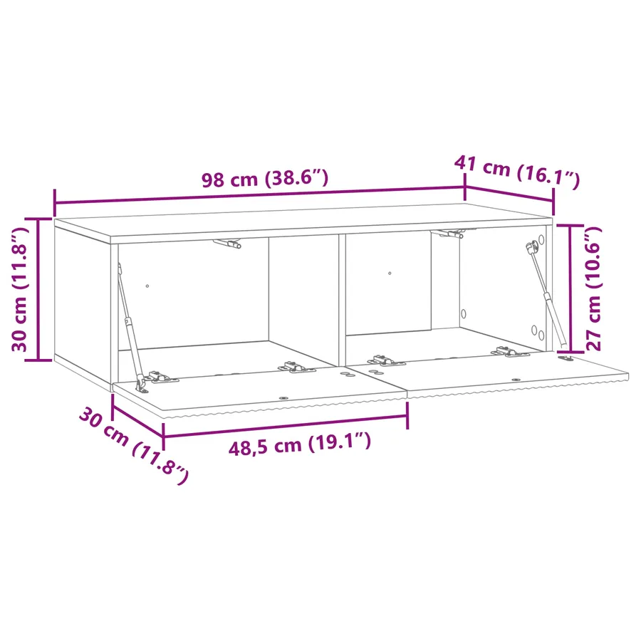 Meuble TV mural Bois ancien 98 x 41 x 30 cm Bois d'ingénierie - 8