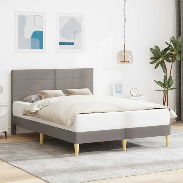 Cadre de lit avec tête de lit Taupe 140 x 200 cm Tissu