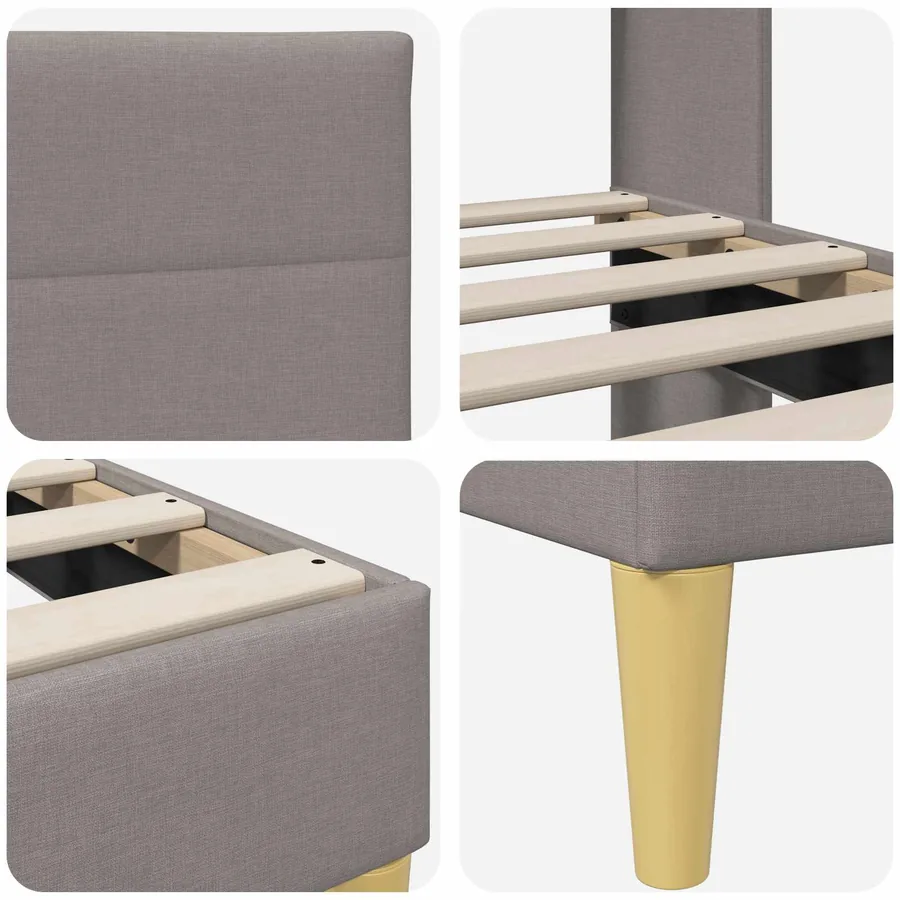 Cadre de lit avec tête de lit Taupe 140 x 200 cm Tissu - 7