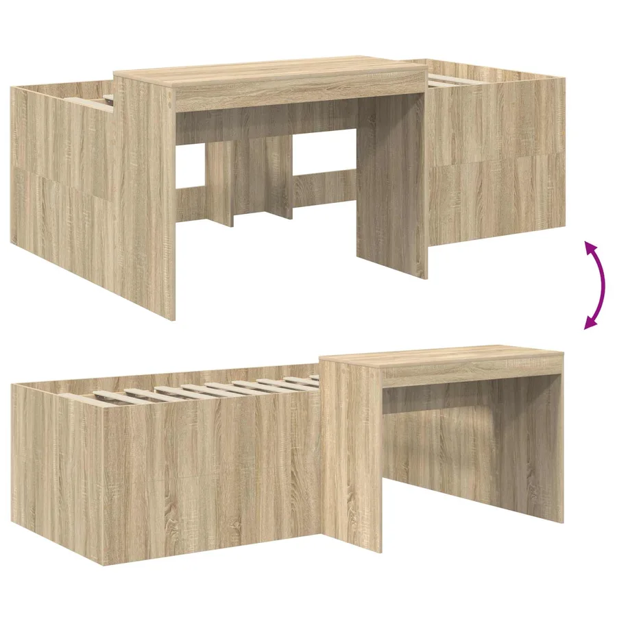 Lit haut pour enfants avec bureau Chêne Sonoma - 8