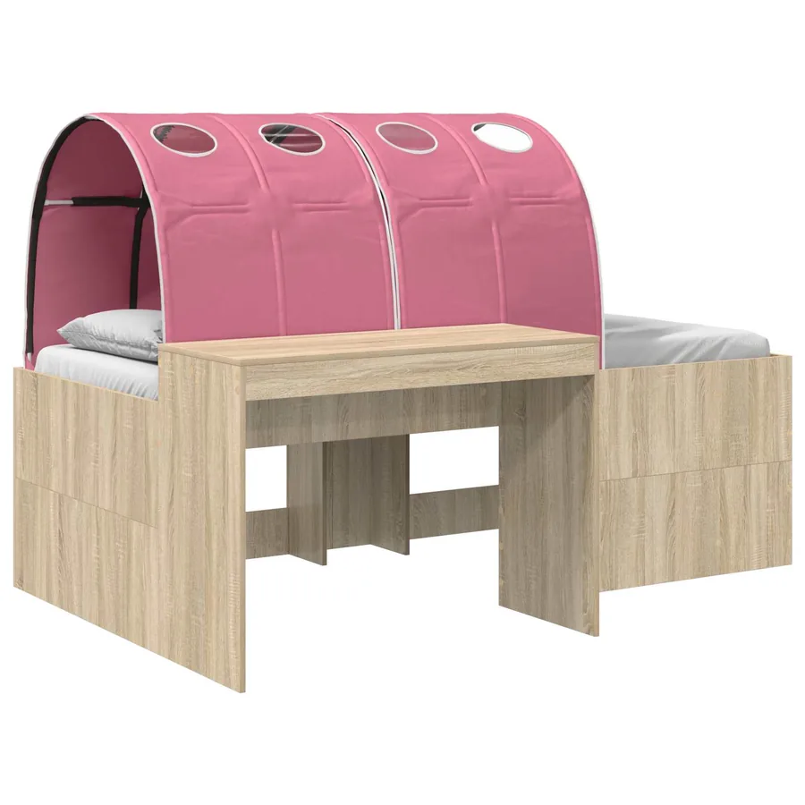 Lit haut pour enfants avec bureau 3 pc Chêne Sonoma et rose - 2