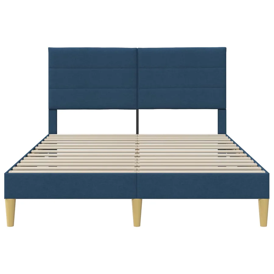 Cadre de lit avec tête de lit Bleu 160 x 200 cm Tissu - 4
