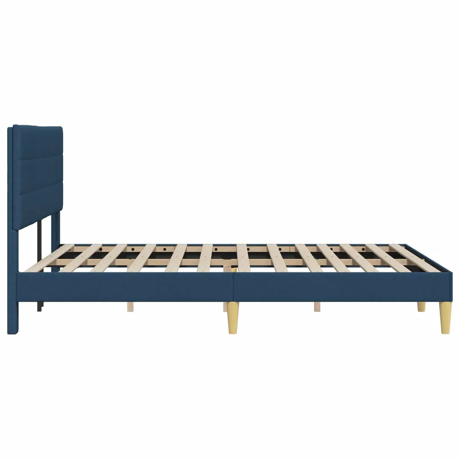 Cadre de lit avec tête de lit Bleu 160 x 200 cm Tissu - 5