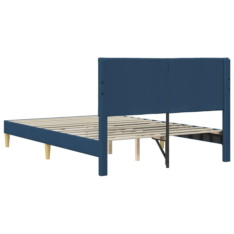 Cadre de lit avec tête de lit Bleu 160 x 200 cm Tissu - 6