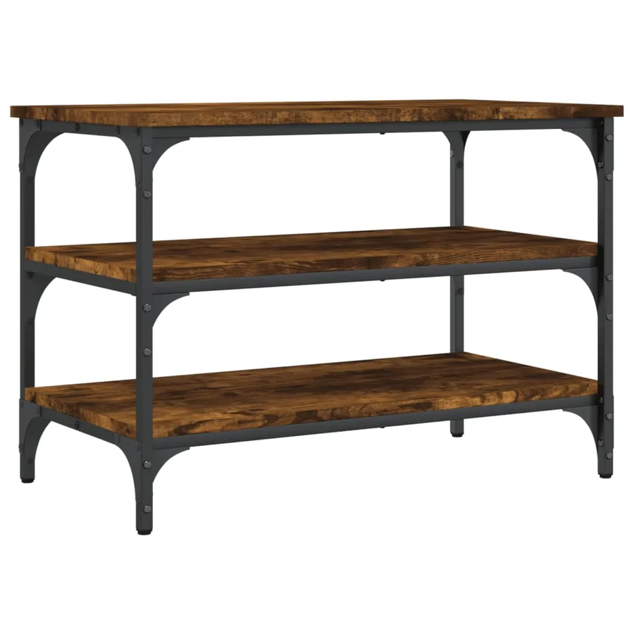 Banc à chaussures chêne fumé 70x38,5x49 cm bois d'ingénierie - 2